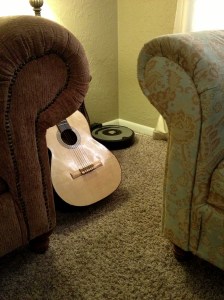 Roomba docks discretely in the corner of my living room.