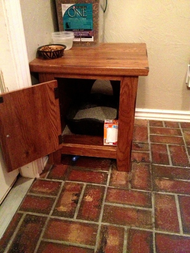 Litter box from old end table