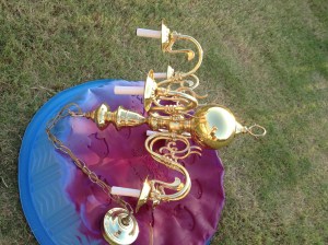 spray paint chandelier 4