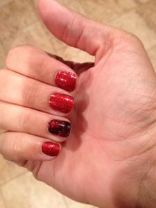sparkly red and black lace